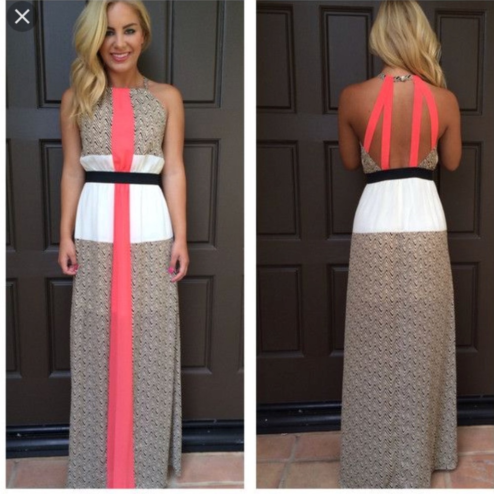 Coral Print Maxi. Dainty Hooligan Boutique. - Picture 1 of 6